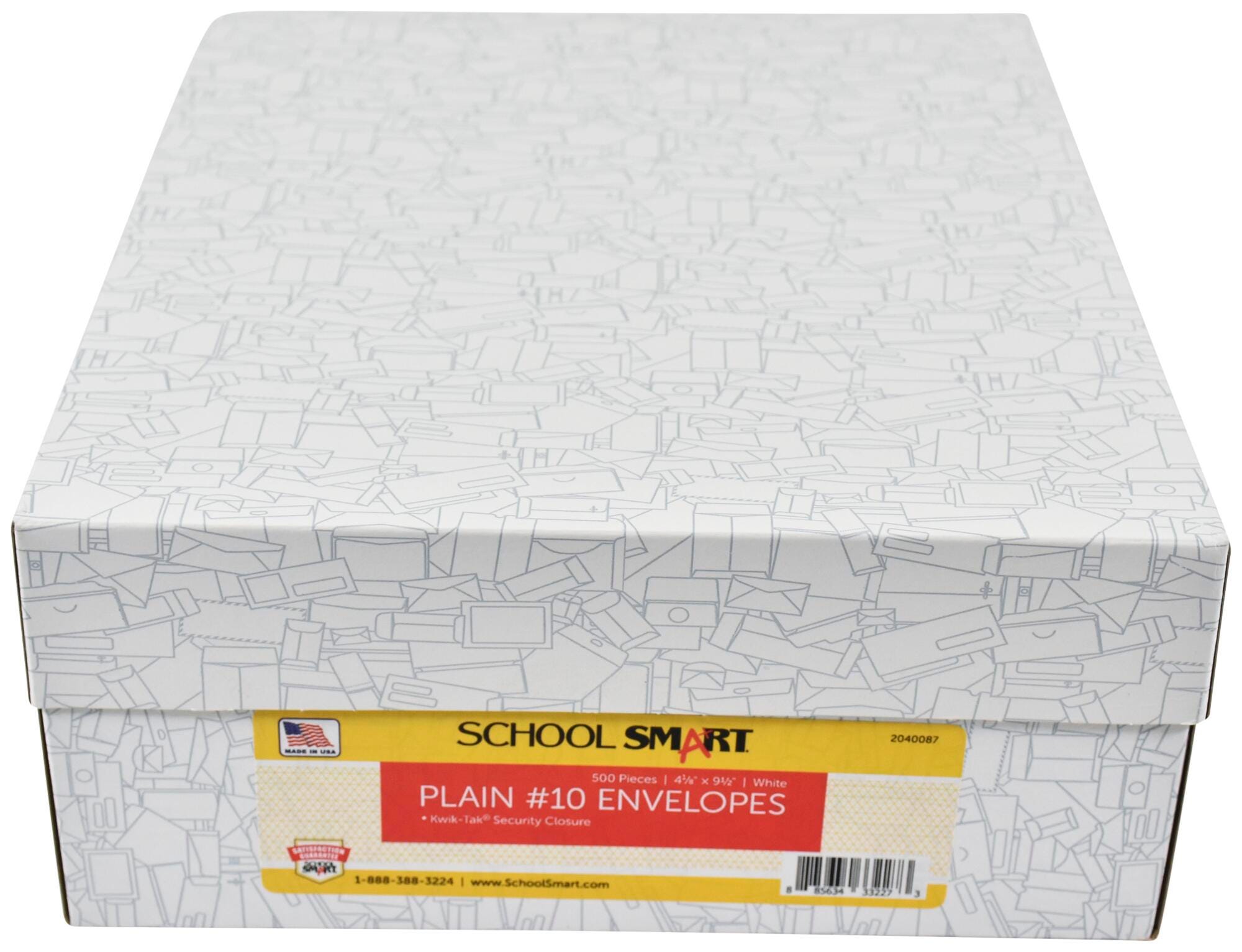 School Smart Kwik-Tak Security Tinted Envelopes, No. 10, White, Box of 500 2040087
